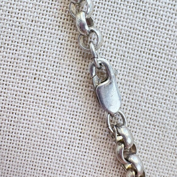 VTG Sterling Silver 925 Round Link Chain Necklace Lobster Clasp Size 24" Length - Picture 6 of 10